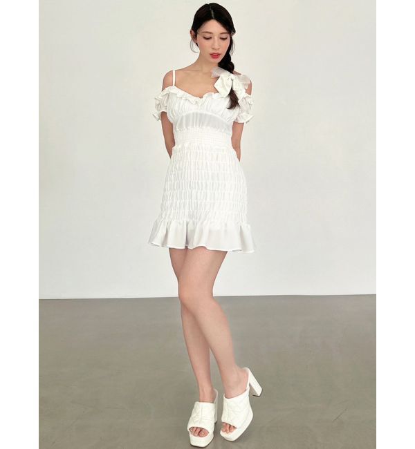 RESEXXY「シャーリングミニワンピース」|ワンピース|