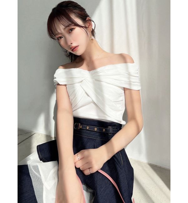 RESEXXY「ツイストオフショルニットトップス」|ニット・セーター|