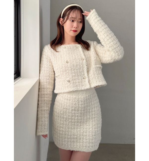 dazzlin「【SETUP】ツイードライクニットミニスカート※セットアップ対応」|スカート|