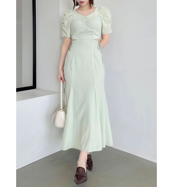 dazzlin「ウエストカットアウトパイピングワンピース」|ワンピース|グリーン