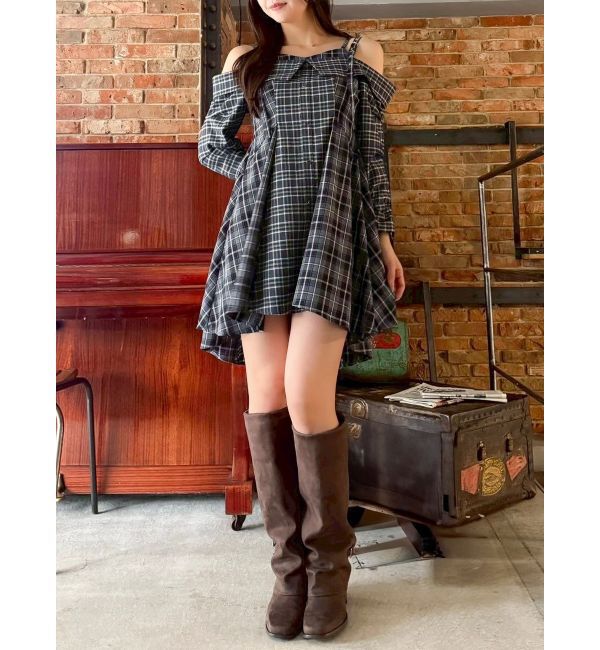 dazzlin「レイヤードイレヘムシャツワンピース」|ワンピース|ネイビー