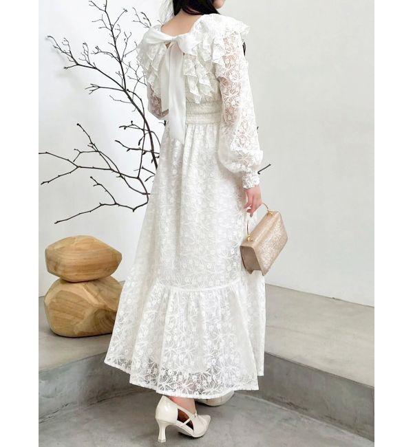 dazzlin「バックリボンレースフリルワンピース」|ワンピース|オフホワイト