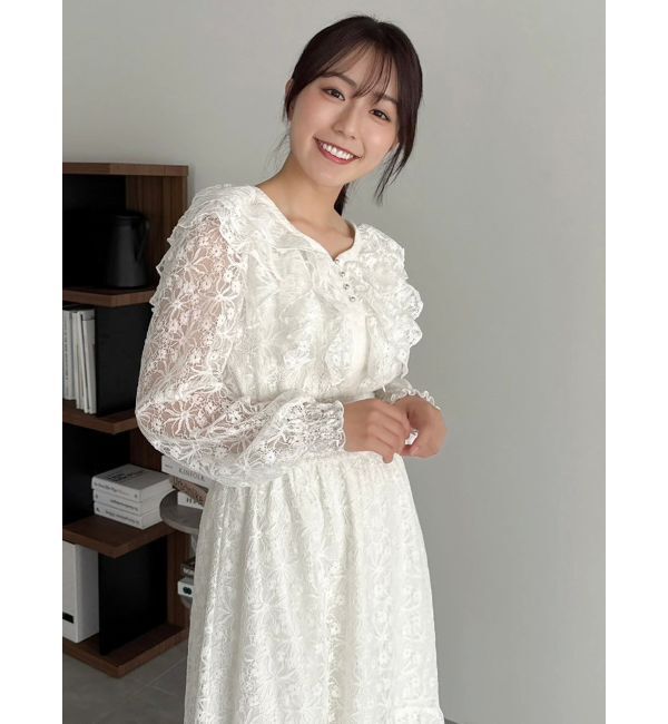 dazzlin「バックリボンレースフリルワンピース」|ワンピース|