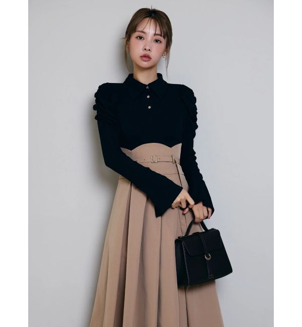 dazzlin「シャツカラーコルセットタックワンピース」|ワンピース|