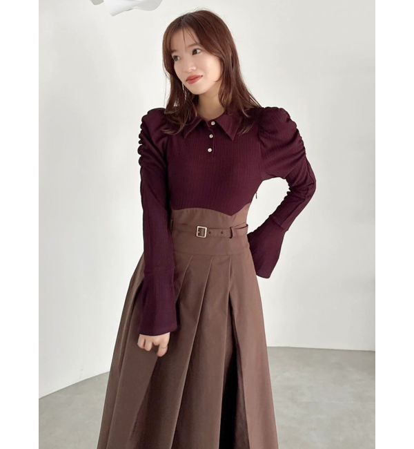 dazzlin「シャツカラーコルセットタックワンピース」|ワンピース|