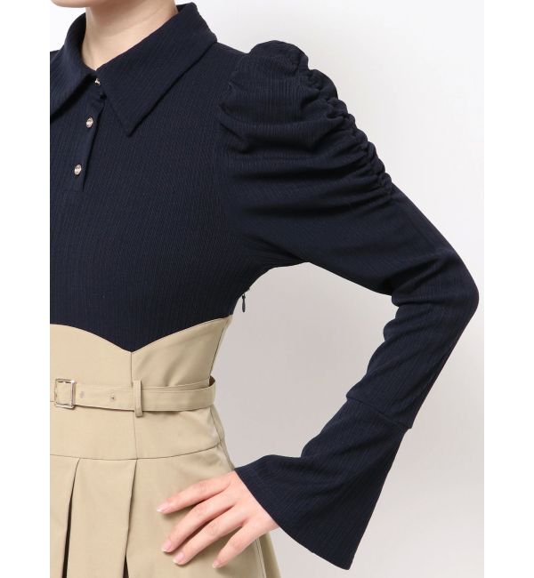 dazzlin「シャツカラーコルセットタックワンピース」|ワンピース|