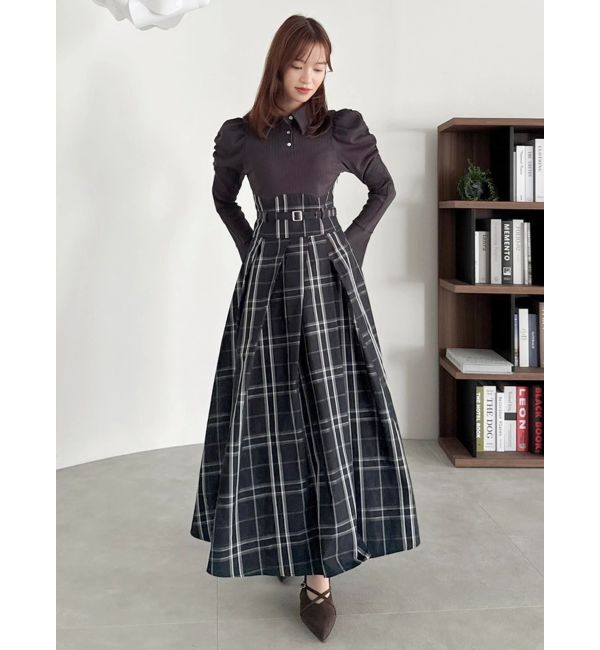 dazzlin「シャツカラーコルセットタックワンピース」|ワンピース|