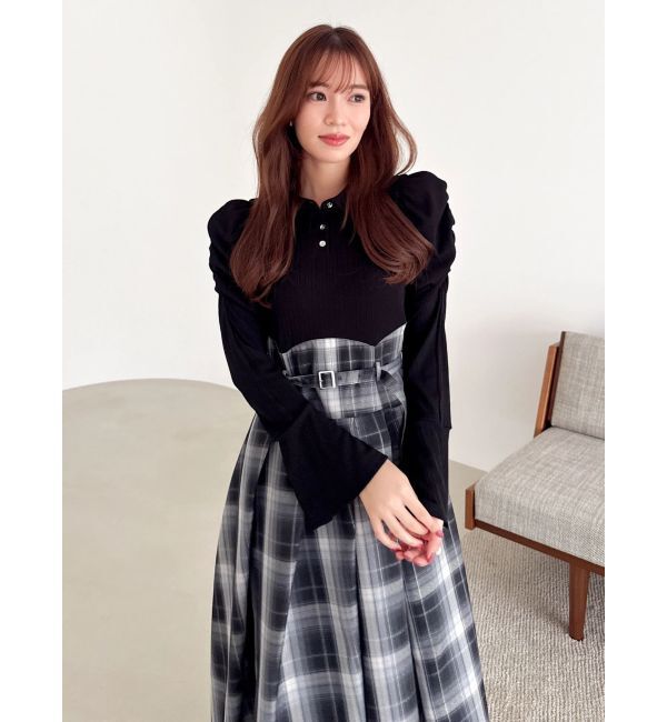 dazzlin「【追加生産分/新色あり】シャツカラーコルセットタックワンピース」|ワンピース|