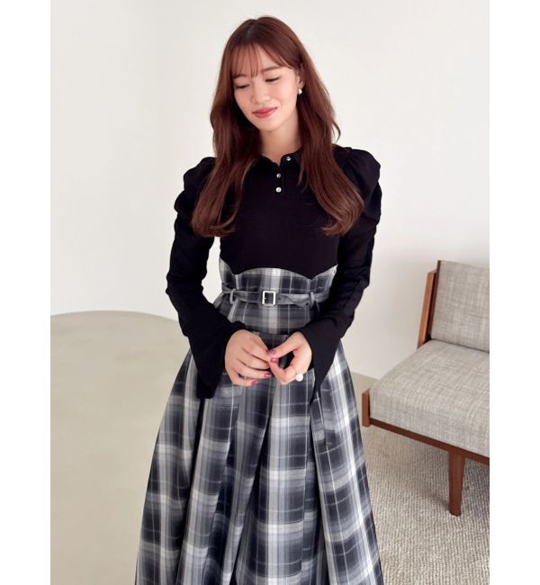 dazzlin「【追加生産分/新色あり】シャツカラーコルセットタックワンピース」|ワンピース|