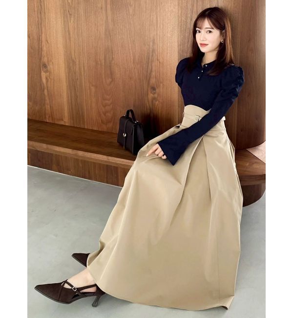 dazzlin「【追加生産分/新色あり】シャツカラーコルセットタックワンピース」|ワンピース|