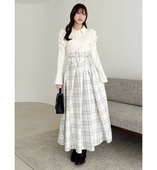 dazzlin「【追加生産分/新色あり】シャツカラーコルセットタックワンピース」|ワンピース|