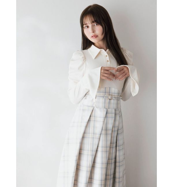 dazzlin「【追加生産分/新色あり】シャツカラーコルセットタックワンピース」|ワンピース|