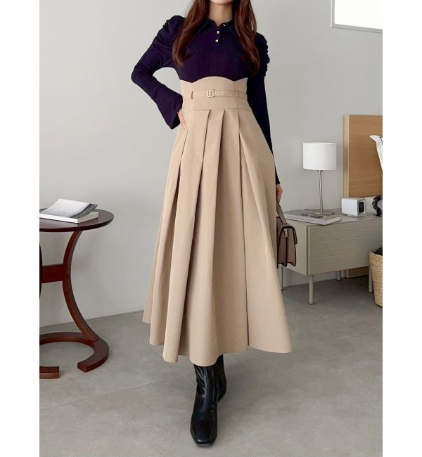 dazzlin「【追加生産分/新色あり】シャツカラーコルセットタックワンピース」|ワンピース|ネイビー