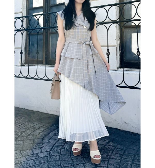 dazzlin「【復刻】アシメプリーツトレンチワンピース」|ワンピース|ライトミックス