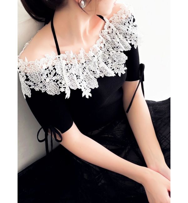 dazzlin「レースオフショルニットトップス」|ニット・セーター|