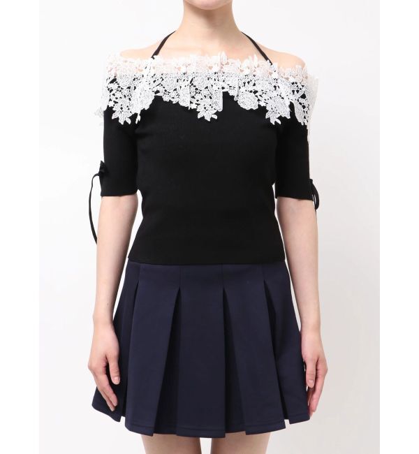 dazzlin「レースオフショルニットトップス」|ニット・セーター|