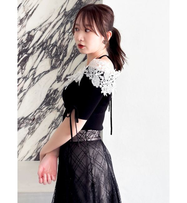 dazzlin「レースオフショルニットトップス」|ニット・セーター|