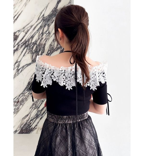 dazzlin「レースオフショルニットトップス」|ニット・セーター|