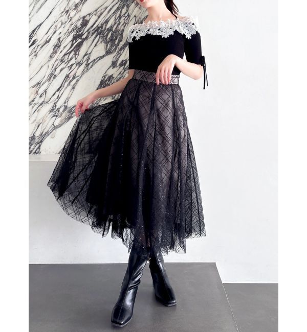 dazzlin「レースオフショルニットトップス」|ニット・セーター|