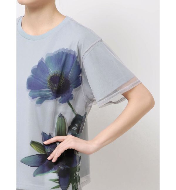 MURUA「【MURUA&times;STAYFLOWER】チュールドッキングフラワーTシャツ」|Tシャツ・カットソー|