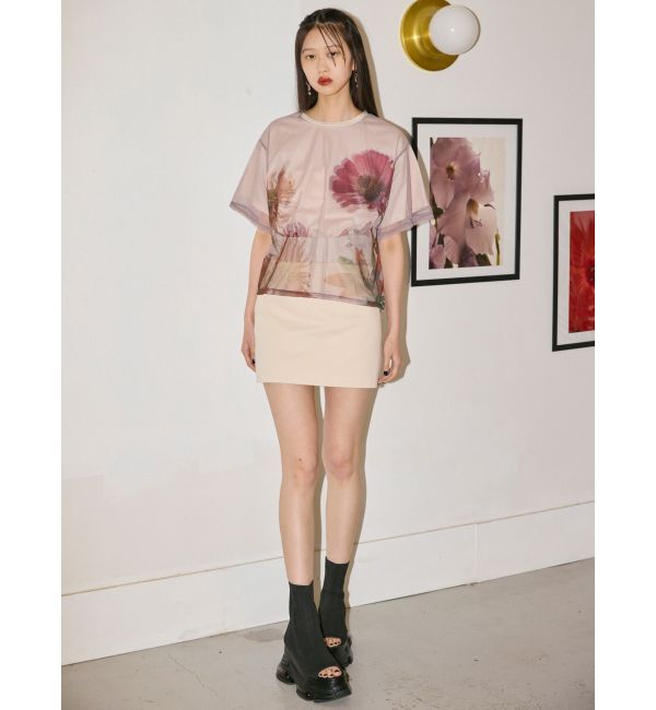 MURUA「【MURUA&times;STAYFLOWER】チュールドッキングフラワーTシャツ」|Tシャツ・カットソー|