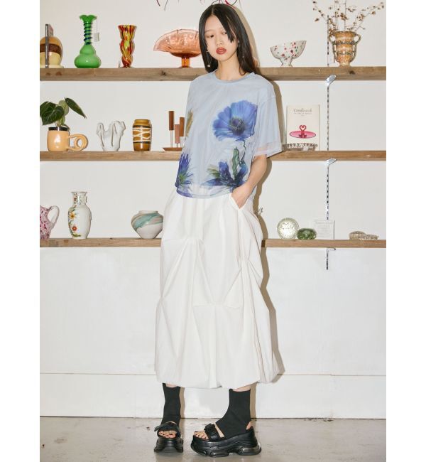 MURUA「【MURUA&times;STAYFLOWER】チュールドッキングフラワーTシャツ」|Tシャツ・カットソー|
