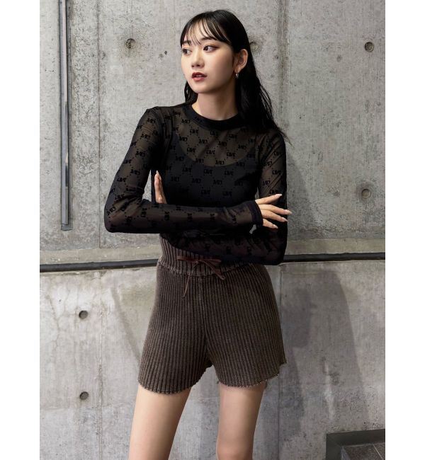 MURUA「フロッキーモノグラムシアートップス」|Tシャツ・カットソー|