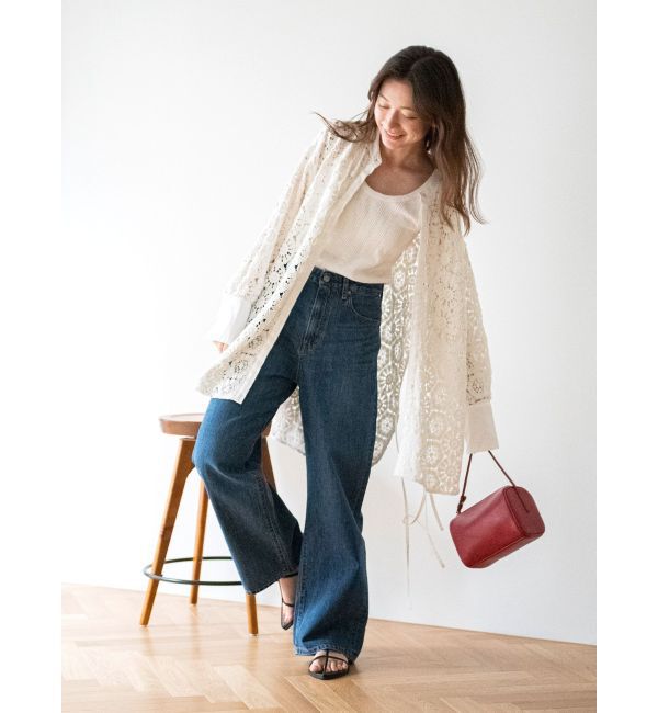 Ungrid「ハイウエストオーガニックコットンルーズデニム」|デニム|