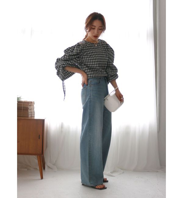 Ungrid「ハイウエストオーガニックコットンルーズデニム」|デニム|