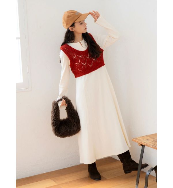 Ungrid「ニットレイヤードワンピース」|ワンピース|