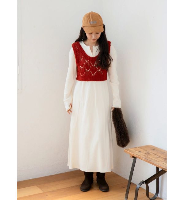 Ungrid「ニットレイヤードワンピース」|ワンピース|オレンジ