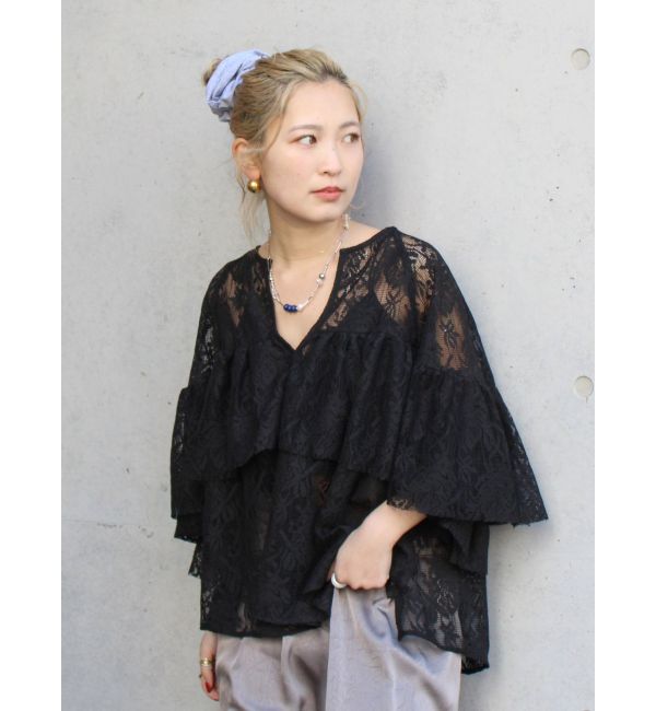 Ungrid「フリルデザインブラウス」|シャツ・ブラウス|ブラック