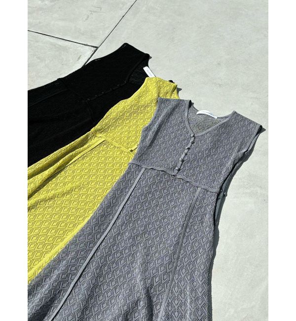 LAGUNAMOON「レース編みパイピングニットワンピース」|ワンピース|