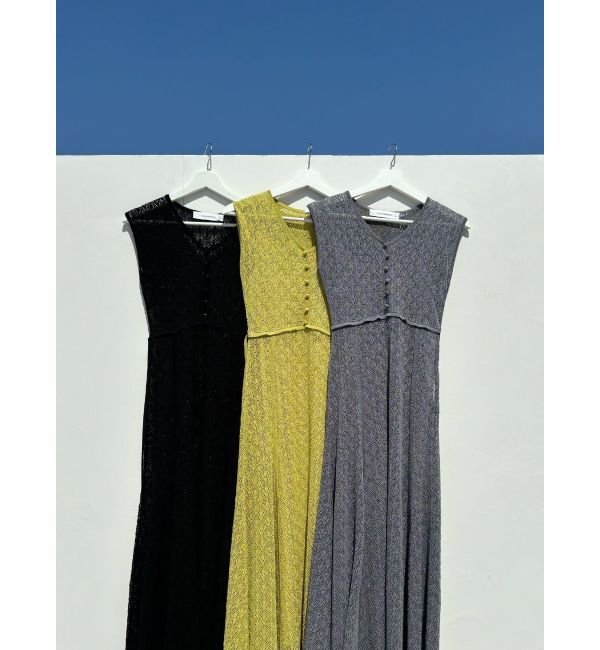 LAGUNAMOON「レース編みパイピングニットワンピース」|ワンピース|