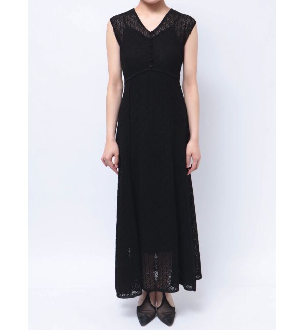 LAGUNAMOON「レース編みパイピングニットワンピース」|ワンピース|