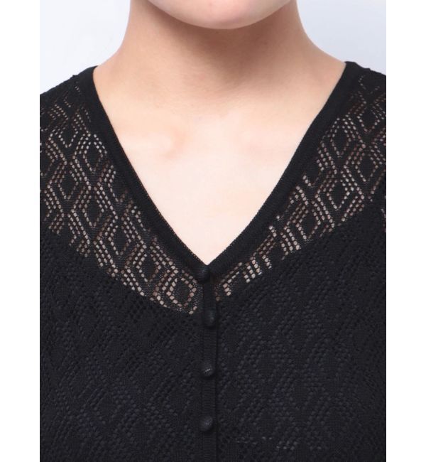 LAGUNAMOON「レース編みパイピングニットワンピース」|ワンピース|