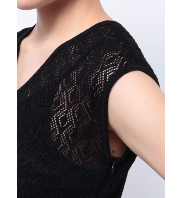 LAGUNAMOON「レース編みパイピングニットワンピース」|ワンピース|