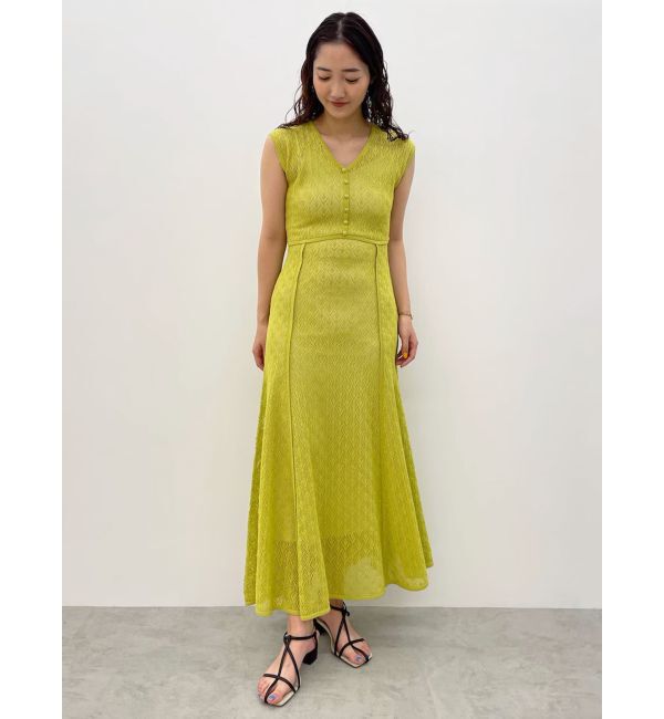 LAGUNAMOON「レース編みパイピングニットワンピース」|ワンピース|ピスタチオ