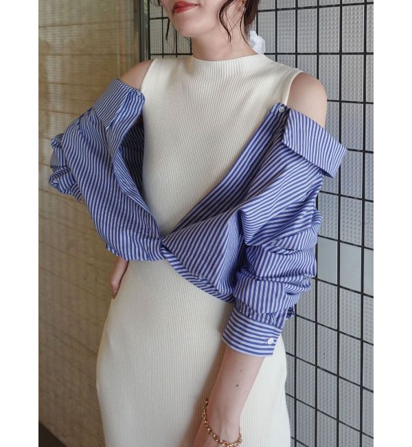 LAGUNAMOON「シャツドッキングリブニットワンピース」|ワンピース|