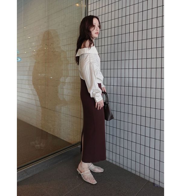 LAGUNAMOON「シャツドッキングリブニットワンピース」|ワンピース|