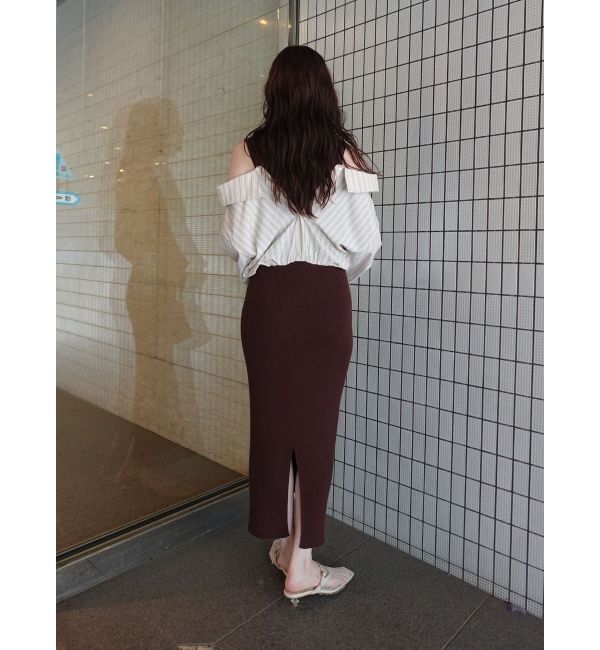 LAGUNAMOON「シャツドッキングリブニットワンピース」|ワンピース|