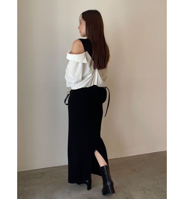 LAGUNAMOON「シャツドッキングリブニットワンピース」|ワンピース|