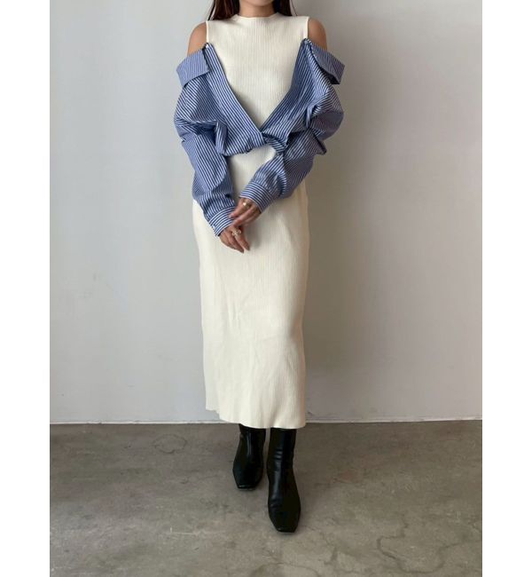 LAGUNAMOON「シャツドッキングリブニットワンピース」|ワンピース|