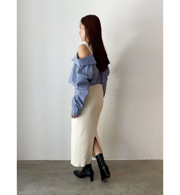 LAGUNAMOON「シャツドッキングリブニットワンピース」|ワンピース|