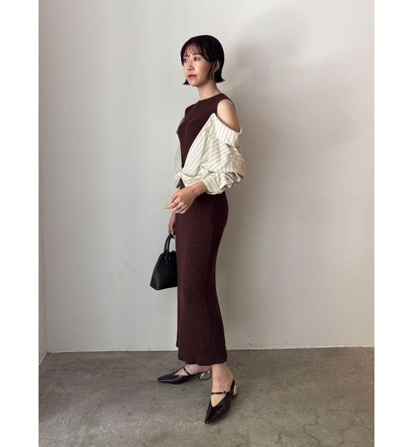 LAGUNAMOON「シャツドッキングリブニットワンピース」|ワンピース|