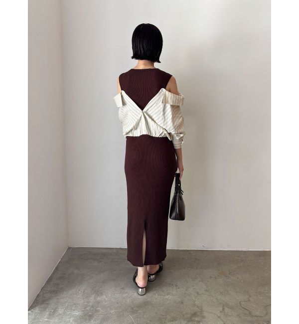 LAGUNAMOON「シャツドッキングリブニットワンピース」|ワンピース|