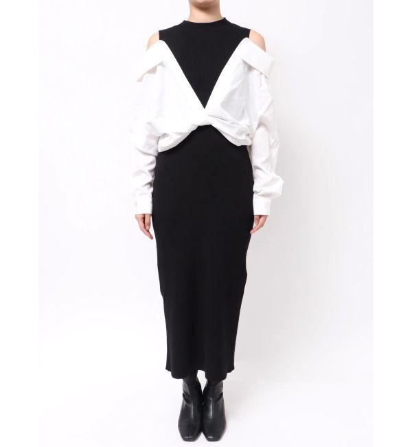 LAGUNAMOON「シャツドッキングリブニットワンピース」|ワンピース|