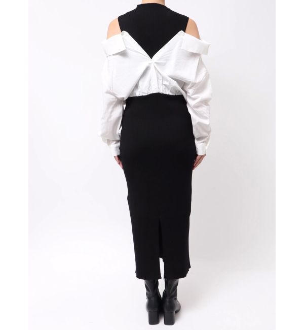 LAGUNAMOON「シャツドッキングリブニットワンピース」|ワンピース|