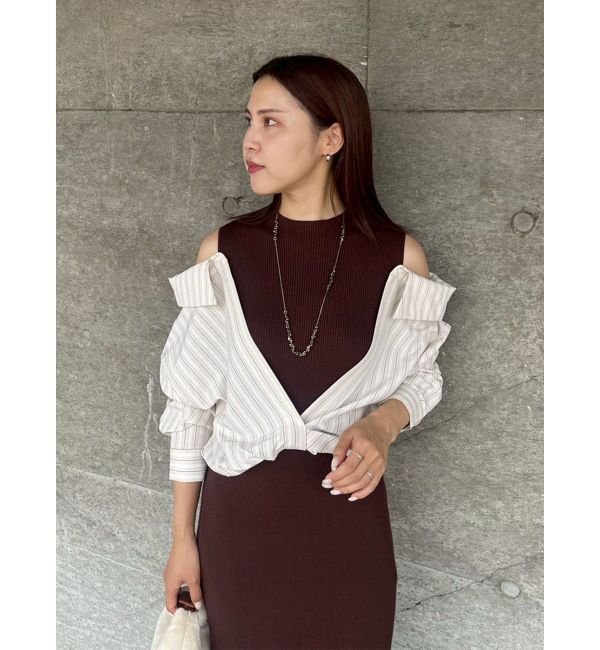 LAGUNAMOON「シャツドッキングリブニットワンピース」|ワンピース|