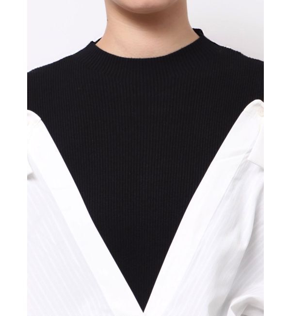 LAGUNAMOON「シャツドッキングリブニットワンピース」|ワンピース|